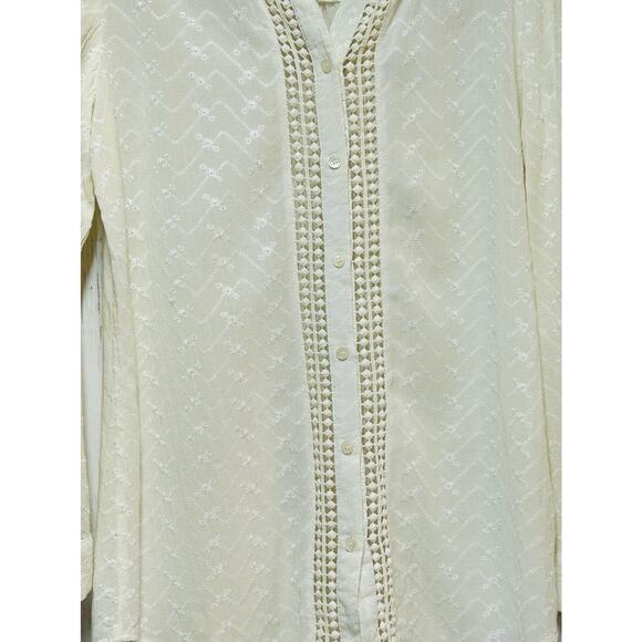 Chico's Long Sleeve Crochet Eyelet Top Women's Size Small - Picture 5 of 8